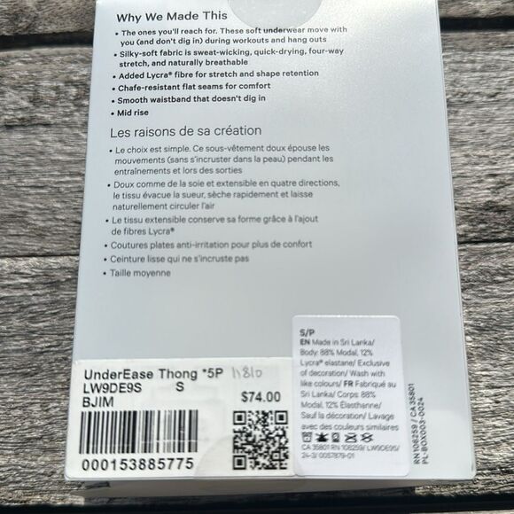 Lululemon UnderEase Mid-Rise Thong Underwear 5 Pack Size small NWT - Picture 3 of 3